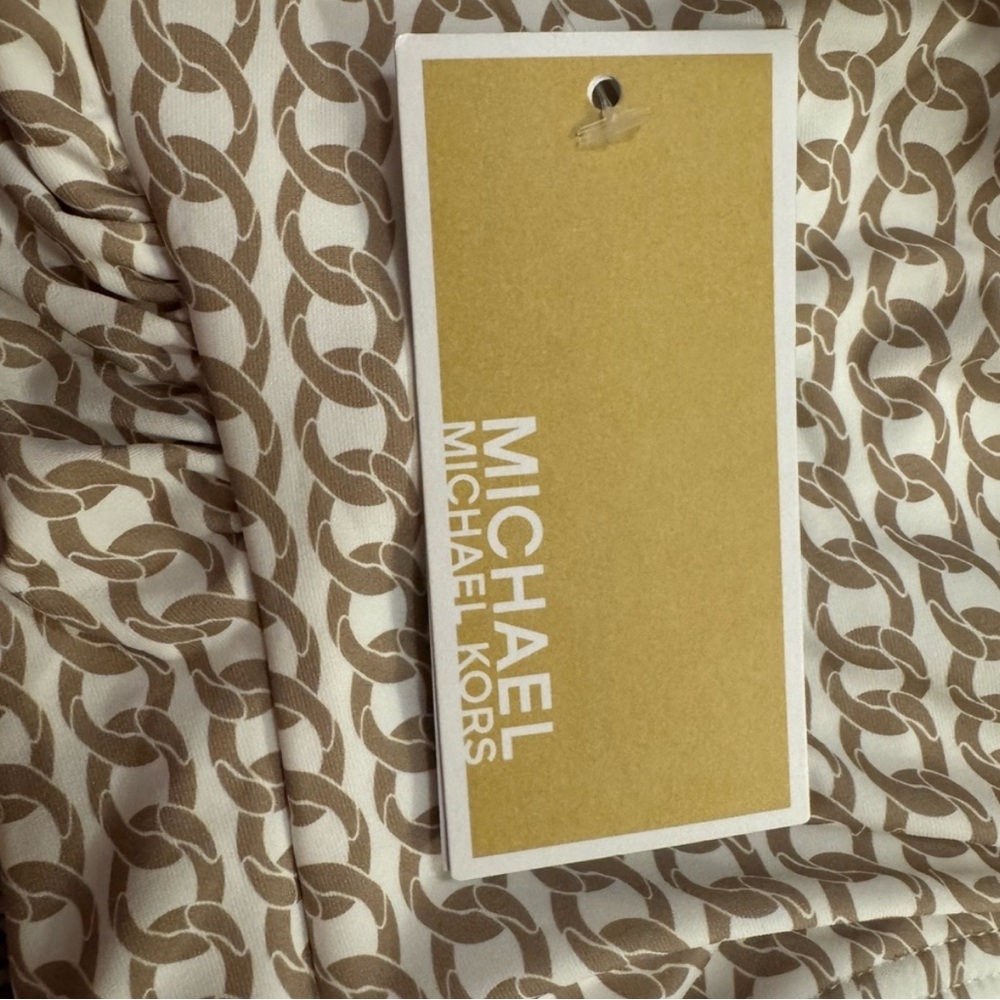 MICHAEL Michael Kors Cream and Brown One-Shoulder Swimsuit - Picture 8 of 9